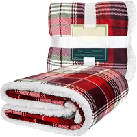 Couverture en polaire sherpa à carreaux, super douce, confortable, chaude, épaisse, 2 couches, couverture d'hiver