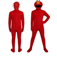 Kostum Jumpsuit Seluruh Tubuh Burung Monster Kartun Berbulu untuk Anak-anak dan Dewasa, Pakaian Cosplay Pesta Karnaval Halloween dengan Masker Kepala
