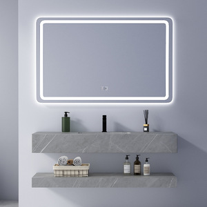 Modern light luxury bathroom cabinet <b>wall</b>-mounted double-layer slate washbasin hotel bathroom smart <b>mirror</b> cabinet - Product Image 4