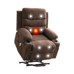 Garvee Home Brown Übergroße elektrische Liegestuhl <span class=keywords><strong>Power</strong></span> Lift Wärme <span class=keywords><strong>massage</strong></span> ständer Assist Cup Holders Seiten tasche für ältere Menschen - Product Image 2