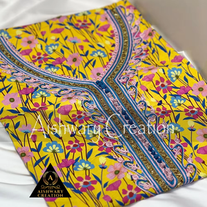 Abaya Abierta Floral Amarilla al por Mayor para Niñas de Dubái con Conjunto Sheila, Ropa Islámica Modesta Bordada - Product Image 5
