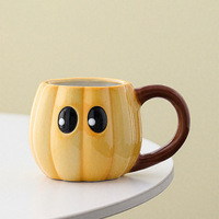 Mug en céramique à thème Halloween, motif fantôme et chauve-souris, élégant et accrocheur, idéal pour préparer et infuser le thé au lait, luxe léger et minimaliste