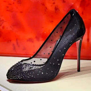 Femmes Split Toe Rhinestone Mesh Shoes High Thin Heels Diamonds Sandals Dress Wide Feet Large Size <span class=keywords><strong>44</strong></span> Pumps - Product Image 4