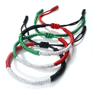 Pulseira de corda ajustável colorida feita à mão para Palestiã, Israel, Síria, bandeira trançada, joia pulsera