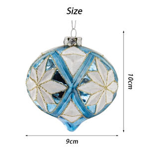 Handgemachte bunte Glas gestreifte Zwiebel Anhänger neues Design Home Holiday Dekor für Weihnachts baum Baum Ornamente - Product Image 5