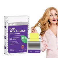Bandes buvables végétaliennes OEM/ODM de biotine et collagène, 10 unités, pour le soutien métabolique quotidien, vente en gros