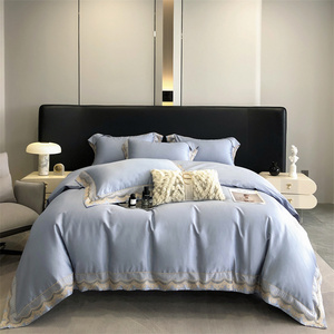 Đơn giản sang trọng phong cách khách sạn bốn mảnh bộ đồ giường <span class=keywords><strong>cotton</strong></span> đặt dài chủ yếu Quilt Cover phản ứng in ấn 200tc tất cả các mùa dùng một lần - Product Image 4