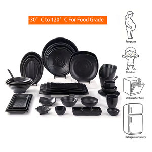 Assiettes de Dîner en Mélamine Incassable de Haute Qualité Alimentaire pour Buffet Traiteur Hôtellerie – Set d'Assiettes à Sushi Noir <span class=keywords><strong>Mat</strong></span> pour Restaurant - Product Image 5