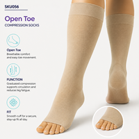Chaussettes de compression à bout ouvert avec logo pour la collection Confort, pour acheteurs en gros avec service de correspondance des couleurs