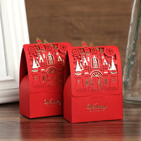 Boîtes cadeaux créatives en carton ivoire recyclable pour mariage, avec poignée en ruban, décoratives, portables, forme personnalisée