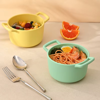 Marmite à soupe écologique à double anse en verre + couvercle en silicone 1200 ml compatible avec les plaques à induction, passe au lave-vaisselle et au micro-ondes