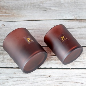 Wholesale 10oz Frosted Red Clear Sublimation Blanks Tealight Glass <b>Candle</b> <b>Jar</b> <b>With</b> <b>Bamboo</b> <b>Lid</b> - Product Image 2