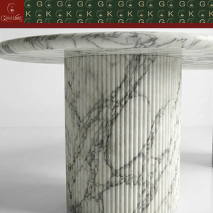 GOLDKING Arabescato Marble Oval Dining Table Set Luxury Stone Dining Table Fluted Pedestal for Villa <strong>Hotel</strong> <strong>Restaurant</strong> - Product Image 5