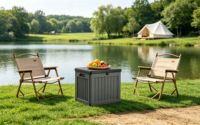 Boîte de rangement pour terrasse en résine résistante aux intempéries de 20 gallons, boîte de rangement en plastique imperméable et durable pour les articles ménagers et de jardin