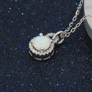 Design original Hot Trendy Silver Pendant Opal Stone Non Fade Populaire 925 Sterling Silver Women Opal Necklace Factory wholesale - Product Image 4