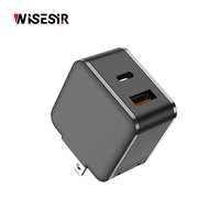 Chargeur GaN WISESIR 33W à charge rapide QC3.0/PD3.0 Type-C, efficacité 92%, certifié CE ROHS pour téléphones mobiles et tablettes