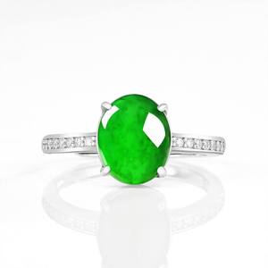 Natural Jadeite Green <b>Jade</b> <b>Ring</b> S925 Silver Women's Jewelry Charm Original Design Appraisal Certificate D1121 - Product Image 2