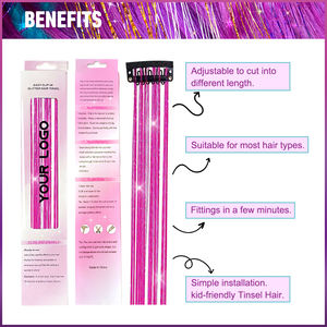 6 Piezas de Extensiones de Cabello con Clip de 19.6 Pulgadas, Brillantes y Relucientes, con Purpurina - Product Image 6