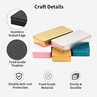 Boîte en étain rectangulaire à couvercle plat brillant 261 x 116 x 43 mm pour l'emballage de bonbons, avec matériaux de qualité alimentaire et conformité certifiée FDA