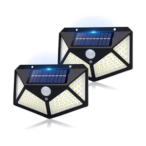 100 LED 태양 광 PIR 모션 센서 야외 태양 광 램프 IP65 방수 벽 조명 태양 광선 전원 정원 가로등