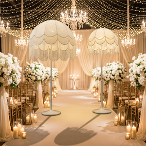 Wedding Umbrella Tassel Floor Lamp French Vintage Fabric LED Standing <b>Light</b> for Wedding Aisle Stage Event Party Decorations - Product Image 1