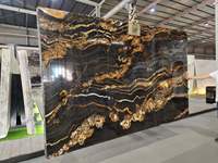 Planche de granit noir YDSTONE avec veines dorées, décoration de comptoir de cuisine, granit noir poli avec veines dorées