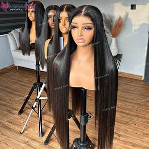 卸売格安hdウィッグ赤ちゃん髪生ストレートウィッグ接着剤ベトナム生ヘア高級レースウィッグストレート黒人女性 - Product Image 3