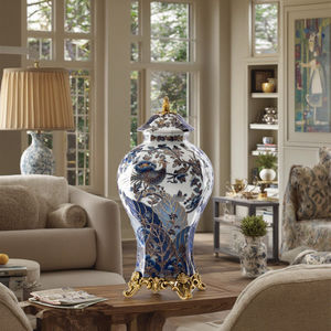 Nouveau <span class=keywords><strong>vase</strong></span> <span class=keywords><strong>à</strong></span> fleurs en céramique de style chinois fait <span class=keywords><strong>à</strong></span> la main, surface émaillée, <span class=keywords><strong>porcelaine</strong></span>, avec couvercle, décoration rétro pour la maison, <span class=keywords><strong>vase</strong></span> antique de luxe - Product Image 1