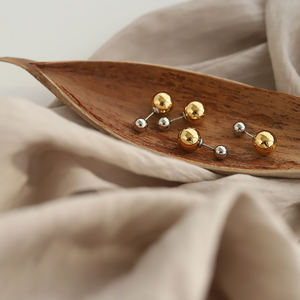 धातु गेंद वापस प्लग बाली संवर्धन बड़े गेंद सोने और चांदी टक्कर रंग स्टेनलेस steelfront और वापस कान स्टड थोक - Product Image 5