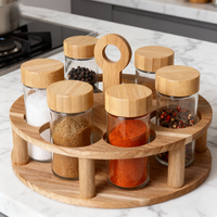 Ensemble de pots à épices en verre moderne avec couvercle en bambou et support, récipient alimentaire hermétique pour l'organisation des accessoires de cuisine