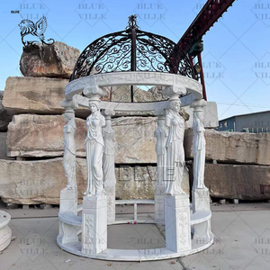 BLVE Pavillon <span class=keywords><strong>de</strong></span> jardin <span class=keywords><strong>de</strong></span> luxe extérieur personnalisé en pierre naturelle, dôme en fonte, gazebo en marbre blanc - Product Image 2