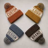 Bonnet d'hiver tricoté de créateur avec logo brodé, bonnet de sport à pompon, toque de golf tricotée personnalisée, bonnet camouflage