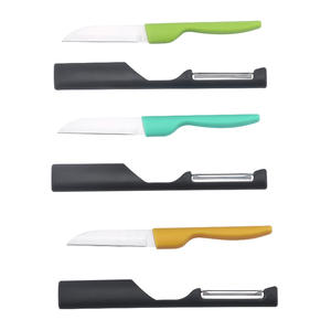 Juego multifuncional de dos piezas de acero inoxidable, pelador de frutas, rebanador de patatas, cuchillo para frutas. - Product Image 4