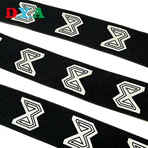 Factory wholesale custom logo nylon elastic belt reflective printing flat woven elastic band for clothes