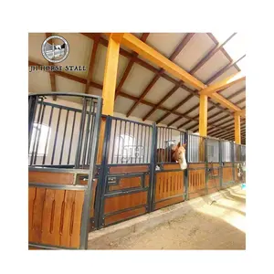 High Quality Pre Built Horse Stall Fronts Metal Horse Stables House with bamboo and hinged door