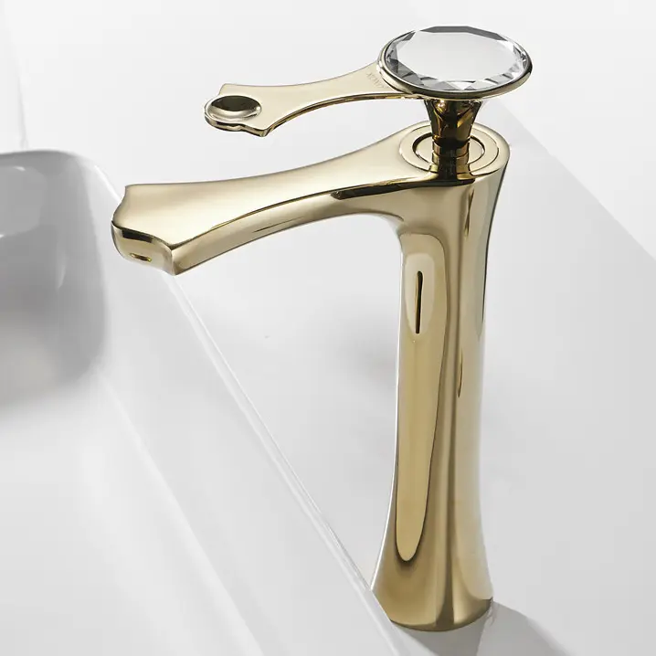 Bathroom Faucet Brass Gold White Bathroom Basin Faucet Cold And Hot Water Mixer Sink Tap Deck Mounted Black & Gold Tap