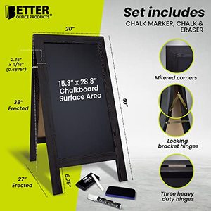 202510 từ a-khung bảng đen Ký Gỗ đứng Bảng phấn với phấn đánh dấu bảng bánh sandwich ngoài trời vỉa hè dấu hiệu - Product Image 3