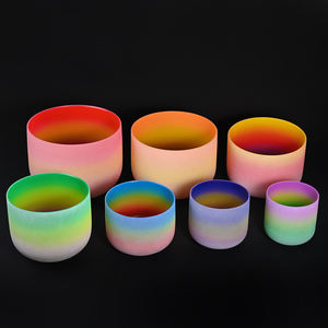 Jinfang 432Hz & 440Hz Instrument de Bain Sonore Ensemble de 7 Bols Chantants en Cristal de Quartz Givré de Couleur Arc-en-ciel pour le Yoga et la Méditation - Product Image 3