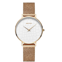 Jam Tangan Wanita Stainless Steel Dial Putih Berukir Asli, Mesin Quartz Jepang, Dengan Logo Tercetak.