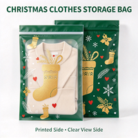 Sac de rangement de vêtements de Noël haut de gamme imprimé avec fermeture éclair et fenêtre transparente, organisateur de vêtements anti-poussière pour le stockage des vêtements saisonniers