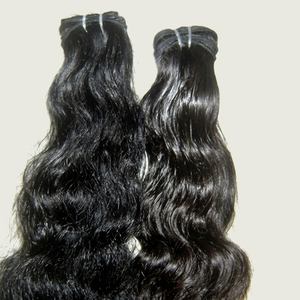 100% Raw Natural Human Hairs No Shedding Cuticle Free Natural Color Indian Virgin Remy Curly <b>Machine</b> Double Weft Hair Extension - Product Image 1