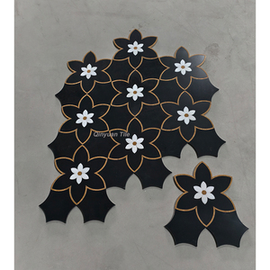 Bằng tia Nước Đá Cẩm Thạch Hoa khảm gạch cho các bức tường và sàn đá tự nhiên phòng thu biệt thự đá cẩm thạch sàn máy bay phản lực nước thiết kế nội thất - Product Image 1