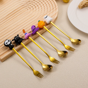 Juego de Cubiertos de Acero Inoxidable con Diseño de Calabaza y Fantasma para Halloween, Cuchara y Tenedor de Dibujos Animados, Vajilla para Fiestas, Venta al por Mayor - Product Image 2