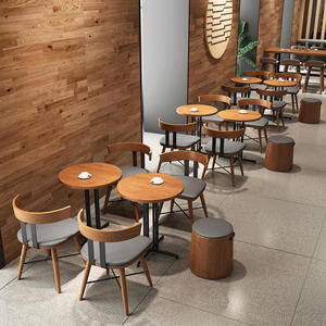 Juego de mesa y silla de comedor para restaurante, muebles, Hotel, cafetería, Bistro, marco de madera, combinación de sofá de cuero - Product Image 1