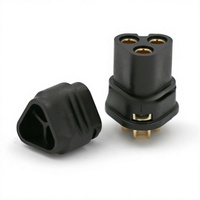 Conector Macho de Tres Núcleos MT30 Negro de Amass, Chapado en Oro, Modelo de Baja Pérdida, Accesorios para Modelos RC