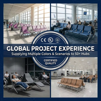 Banc d'attente moderne pour terminal aéroportuaire, assise en rangée 3 places pour salon d'aéroport et intégration d'infrastructure spatiale commerciale