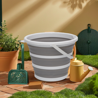 Seau utilitaire pliable industriel en plastique de 10 L - Conteneur pliable renforcé et écologique pour l'entretien ménager, les camping-cars, les bateaux et l'agriculture