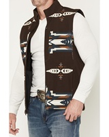Gilet Western Léger pour Homme à Imprimé Vintage avec Poches, Gilet Western Sans Manches en Softshell