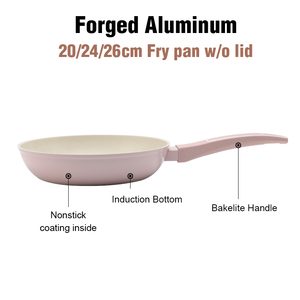 Bộ nồi chảo thời trang mới bằng đá granite màu hồng, thân thiện với môi trường, làm từ nhôm, phủ lớp chống dính bằng đá cẩm thạch - Product Image 5