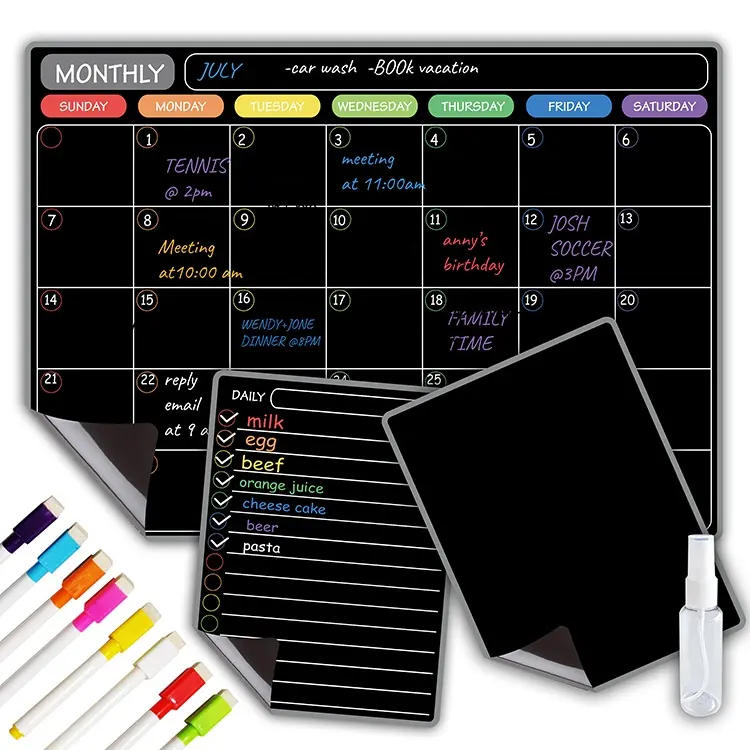 Custom Size Calendar Magnets Fridge Calendar Frameless Chalkboard